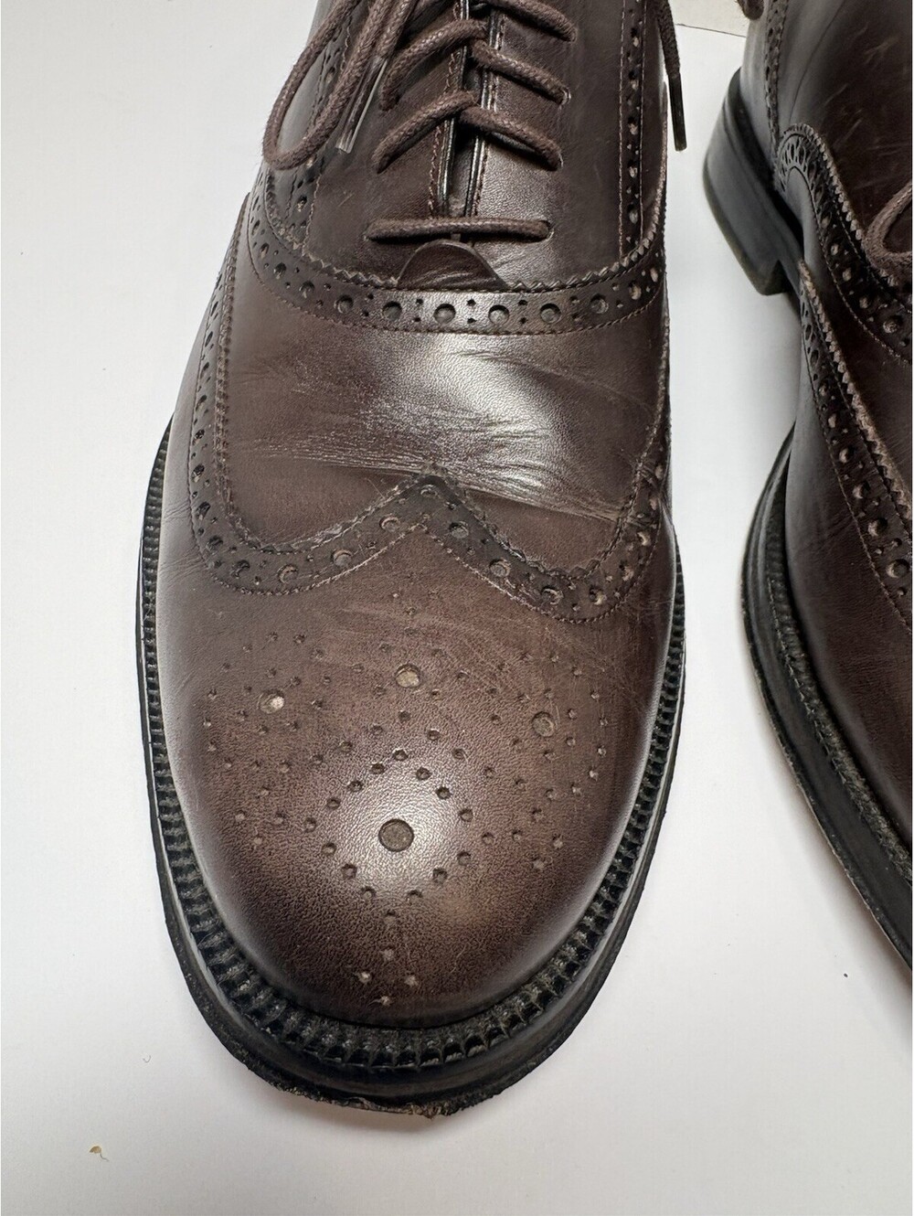 Cole Haan Men's Brown Leather Wingtip Brogue Oxford Dress Shoes US 10 M - Picture 4 of 11